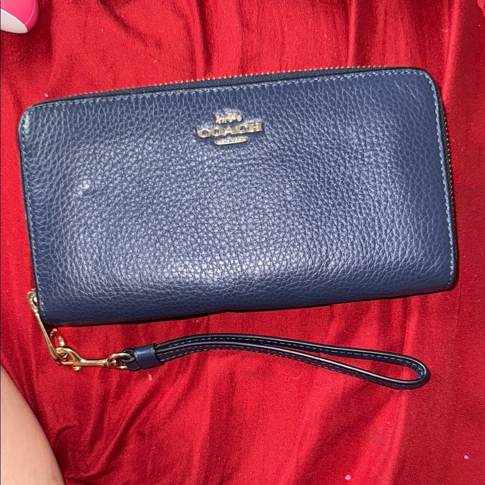 Coach Navy Blue Wristlet Wallet